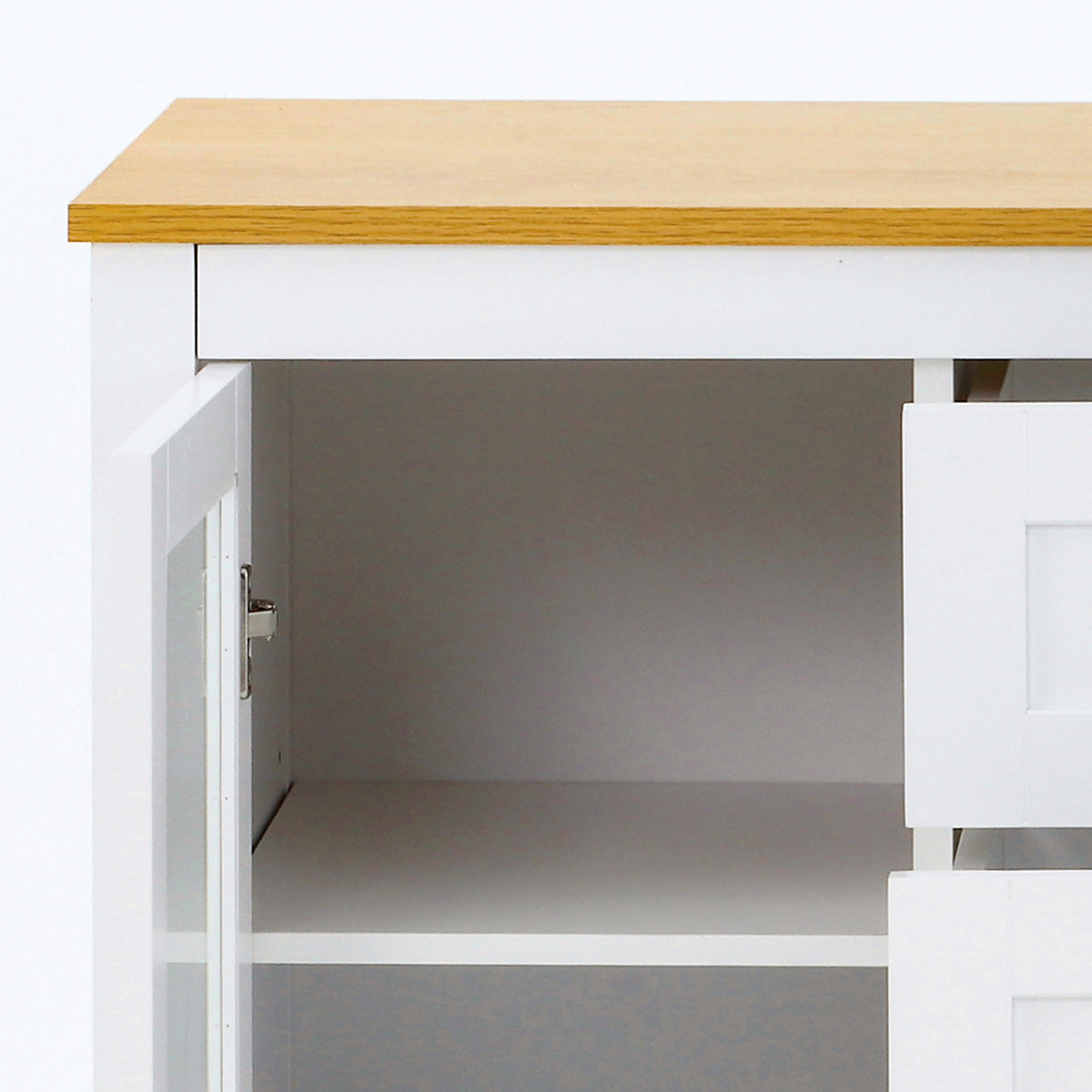 Buffet salon, meuble de rangement avec 1 placard double porte, 2 placards à porte vitrée, 2 tiroirs et étagère réglable, style moderne, buffet salle à manger et cuisine, 120x40x90cm, blanc