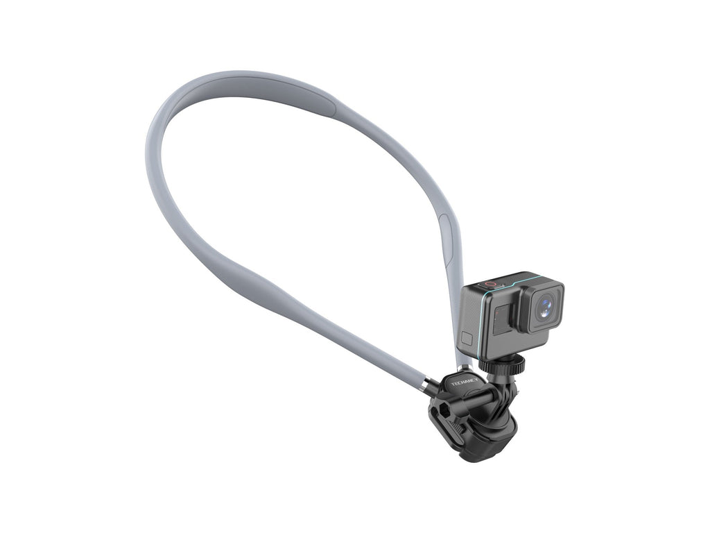 Techancy Suporte de Pescoco para Camaras e Telemoveis TI2346 com Braco Flexivel 70cm, Maos Livres, Cinzento