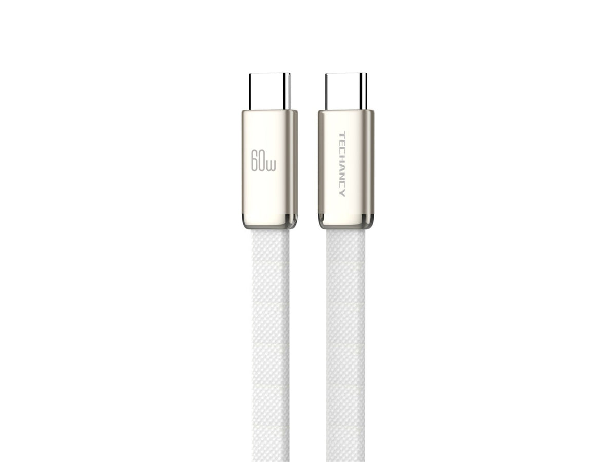 Techancy Cabo de Dados USB C para USB C 60W TB1804 Carregamento Rapido PD Trancado Resistente para Telemovel e Tablet