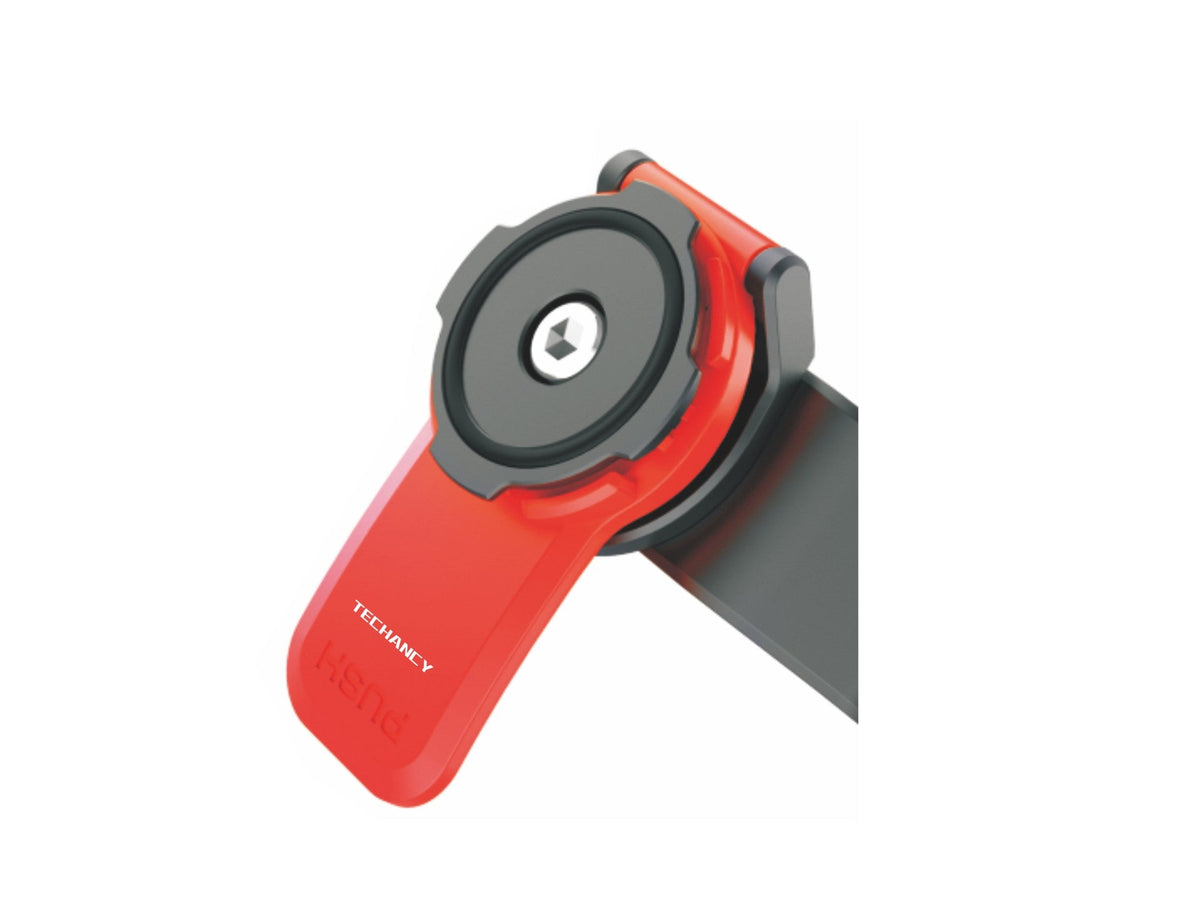 Suporte universal para telemóvel Techancy, compatível com bicicletas e motociclos, TI2272, bloqueio com um clique, preto + vermelho