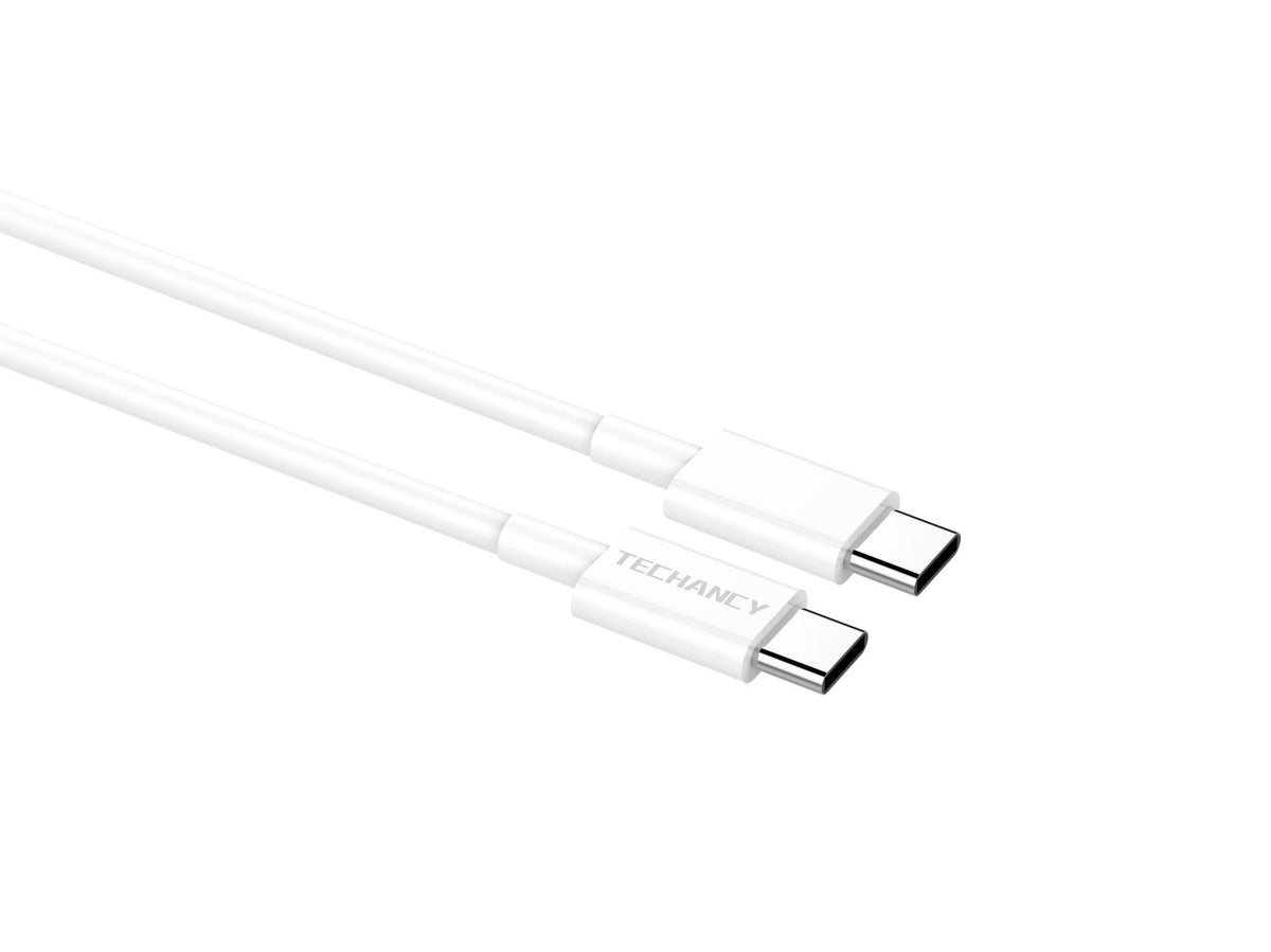 Techancy Cabo De Carregamento Rápido Usb-C Para Usb-C TB1724, 1 M Branco, Suporta Carregamento Rápido Pd De 60 W E Dados
