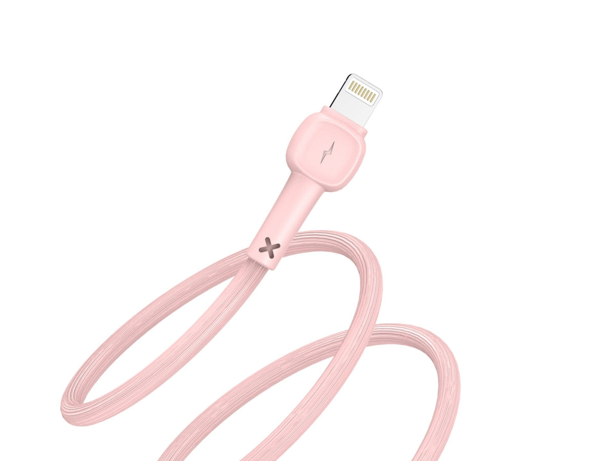 Techancy Cabo De Dados Usb-Lightning Rosa TB1660, Carregamento Rápido Macaron 2.4a, Comprimento 1.2m, Compatível Com Iphone/Ipad