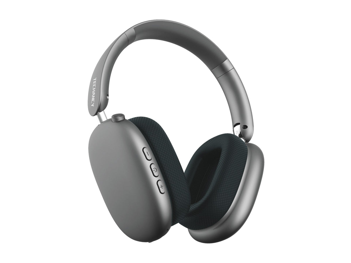 Auscultadores Bluetooth Techancy TH5215, Bluetooth 5.4, Drivers 40mm, Autonomia 16h, Bateria 300mAh, USB-C, Cinzento