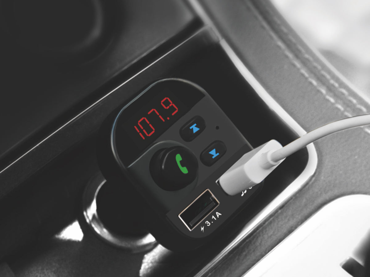 Techancy Leitor Mp3 Para Automóvel Preto TE0863, Carregamento Rápido De 3,1 A, Ligação Fm+Bluetooth, Entrada 12-24 V