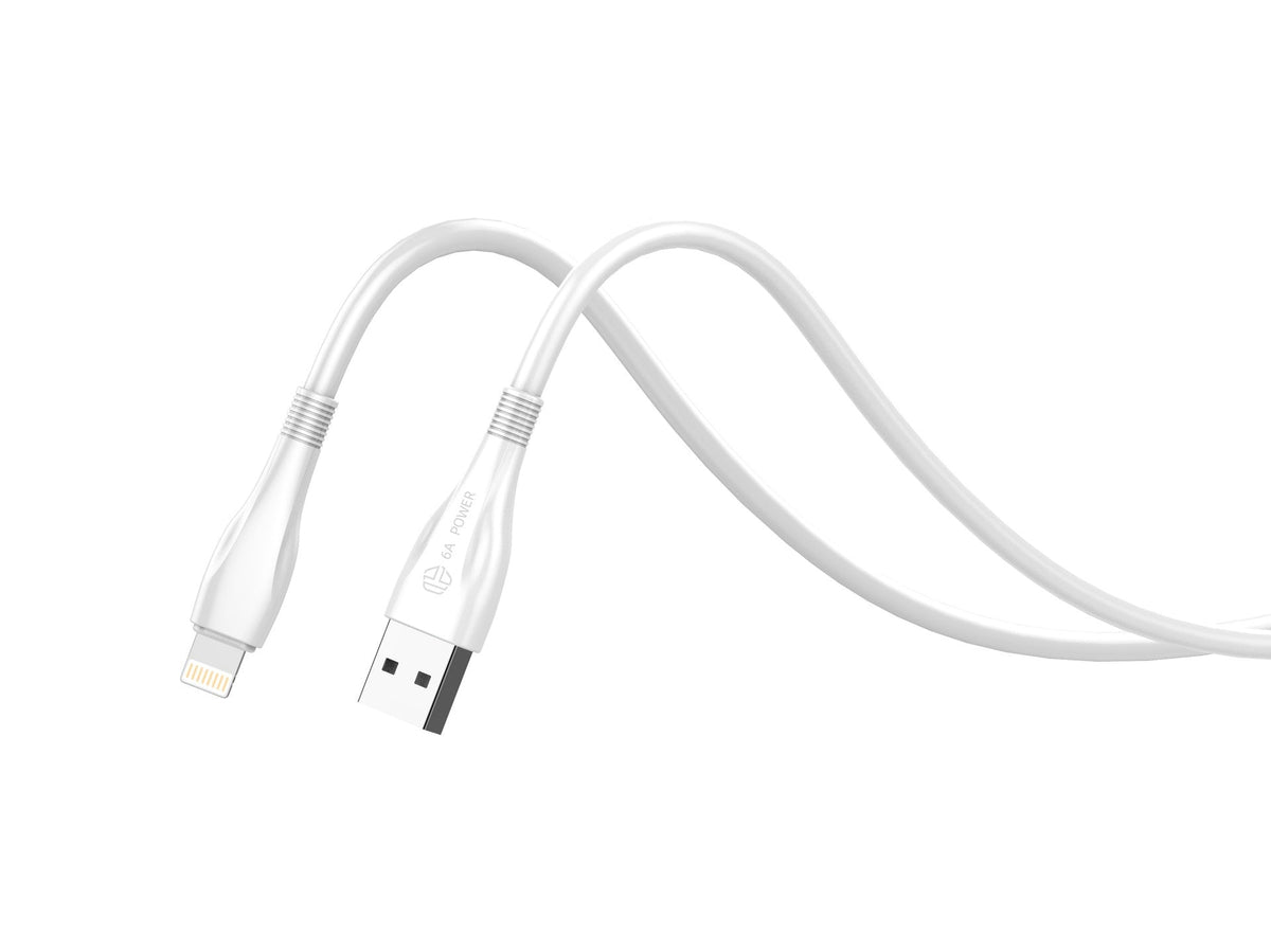 Techancy Cabo De Dados De Carregamento Super-Rápido 6A Branco TB1763, Porta Usb-Ip8/X/11-14, 1 M De Comprimento, Carregamento Rápido