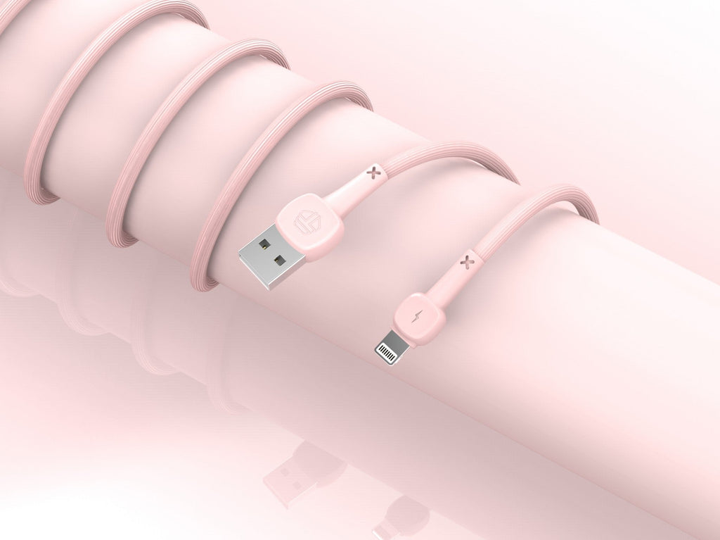Techancy Cabo De Dados Usb-Lightning Rosa TB1660, Carregamento Rápido Macaron 2.4a, Comprimento 1.2m, Compatível Com Iphone/Ipad