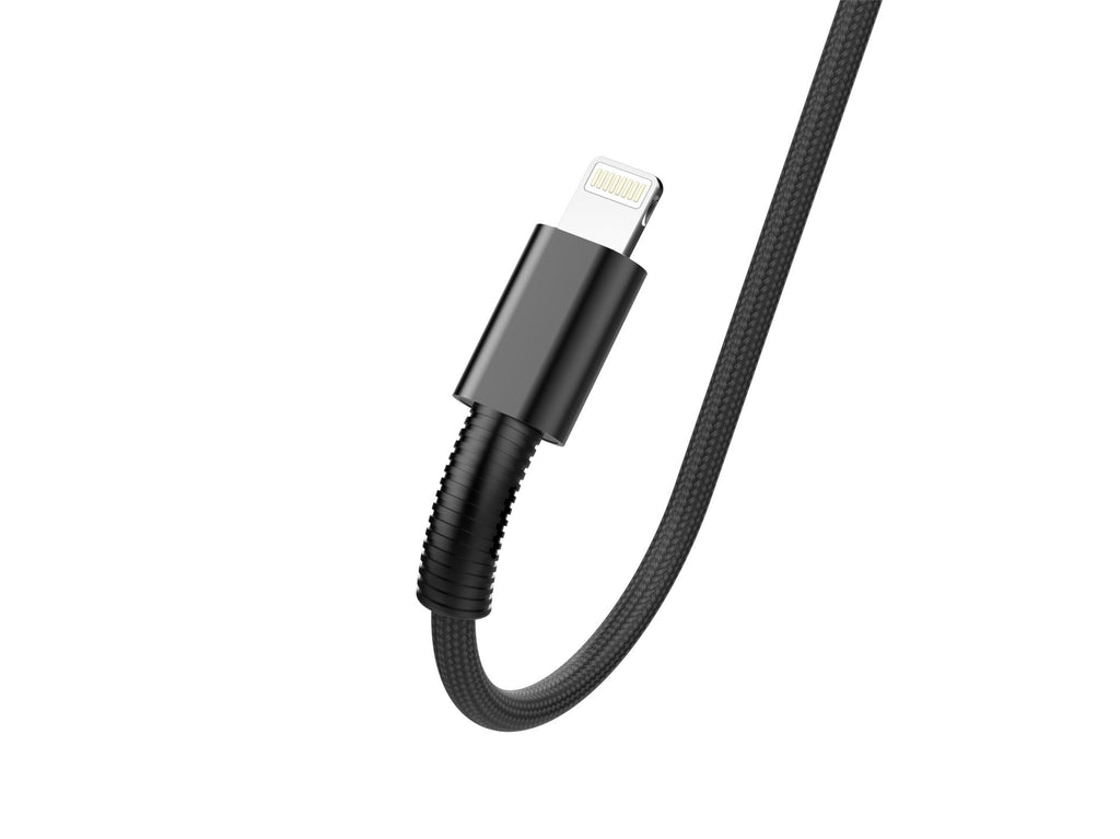 Techancy Cabo De Dados Usb-Lightning Preto TB1717, Carregamento Rápido De 2,4 A, Liga De Alumínio + Entrançado 1,2 M