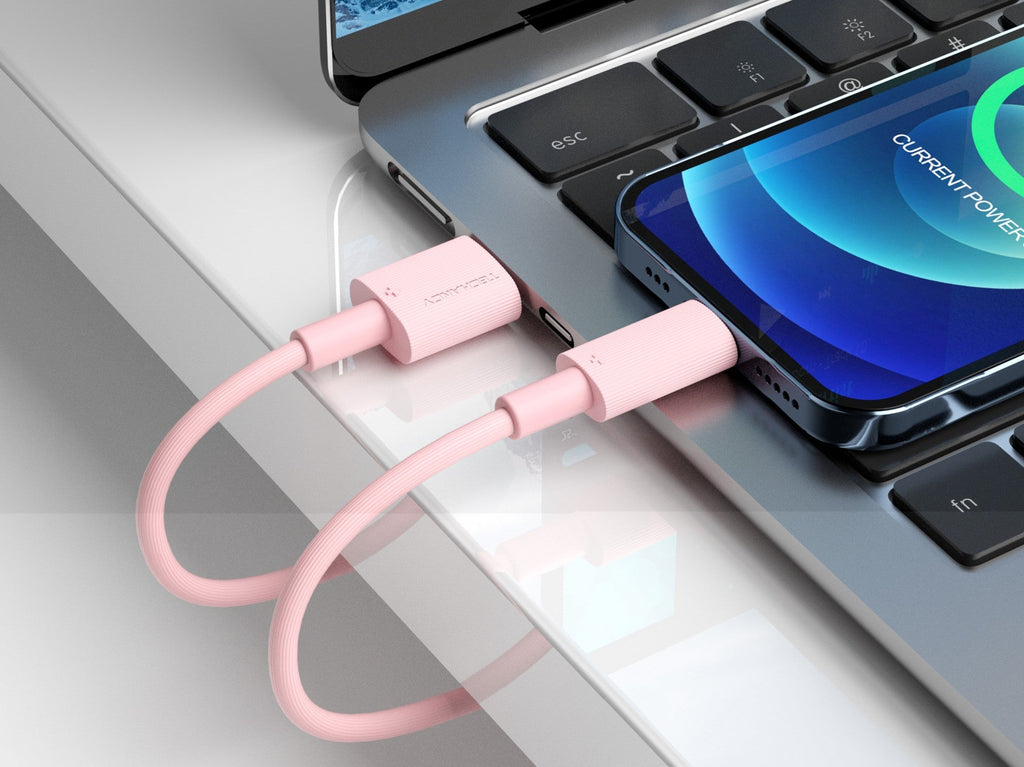 Techancy Cabo De Dados Usb-Lightning cor-de-rosa TB1768, Comprimento 1m Suporta Corrente De 3A E Transferência De Dados De 480mbps,