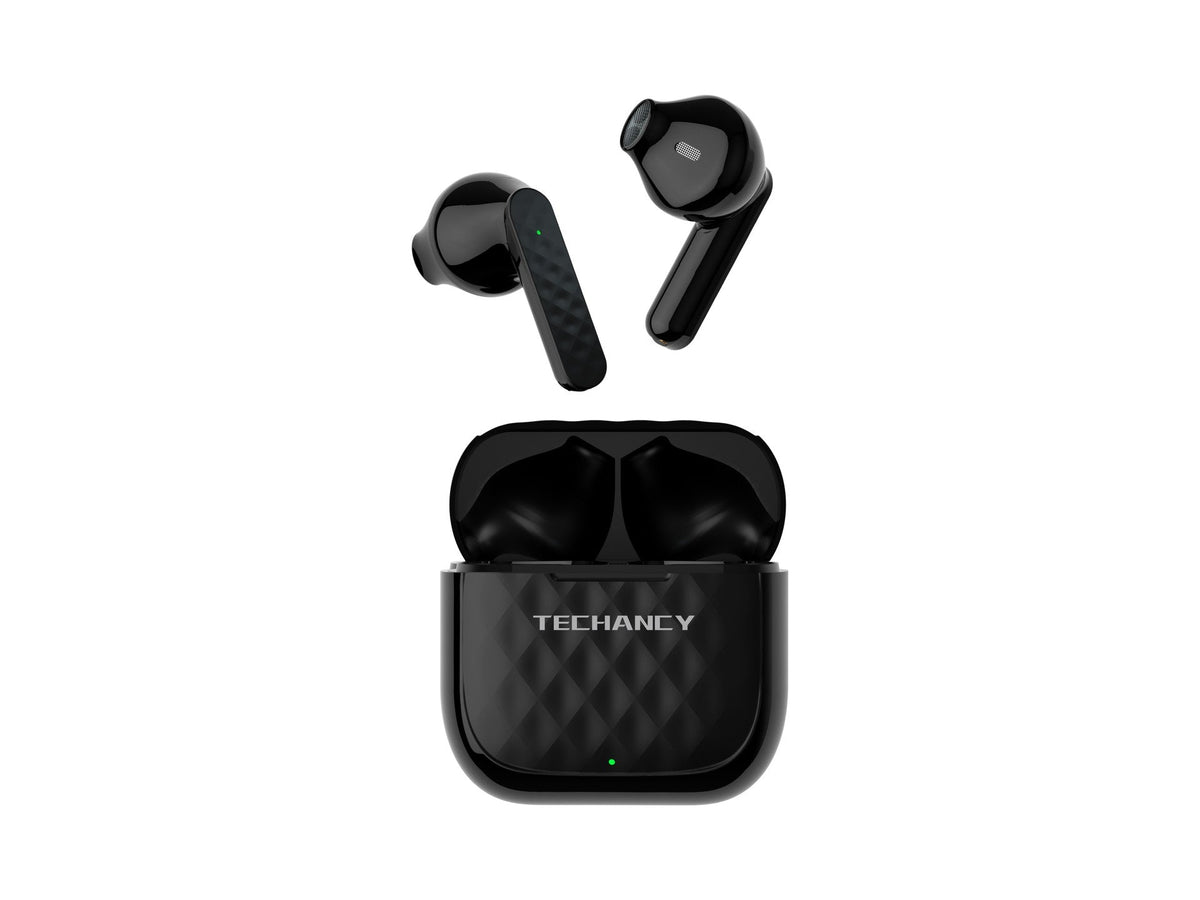 Techancy Auscultadores Sem Fios Pretos  KP2704, Ligação Estéreo Sem Fios De 10 M, Reprodução De Música Durante 3-4 Horas