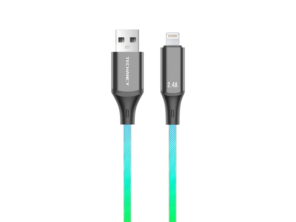 Techancy Cabo De Dados De 1m TB1799, Usb-C Para Ip11-14, Efeitos De Iluminação Rgb, Carregamento Rápido De 27w.