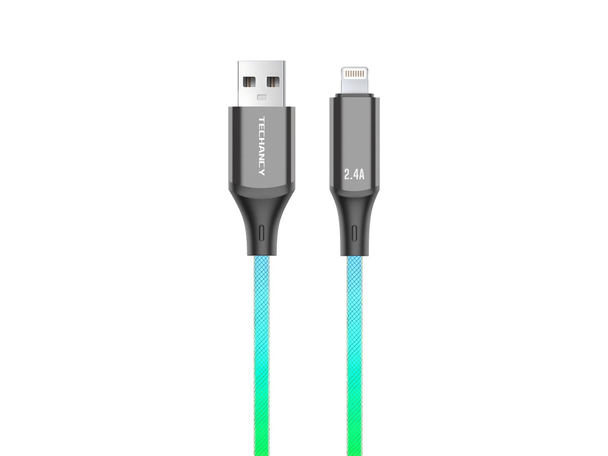 Techancy Cabo De Dados De 1m TB1799, Usb-C Para Ip11-14, Efeitos De Iluminação Rgb, Carregamento Rápido De 27w.