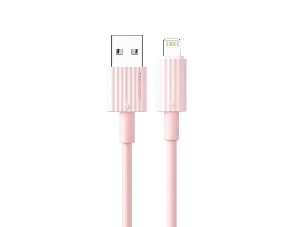 Techancy Cabo De Dados Usb-Lightning cor-de-rosa TB1768, Comprimento 1m Suporta Corrente De 3A E Transferência De Dados De 480mbps,