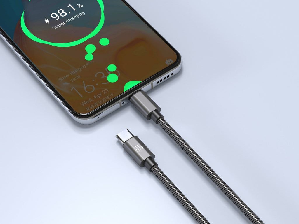 Techancy Cabo Usb C Para Lightning 1m TB1796, Design Totalmente Metálico, Resistente A Animais, Carregamento Rápido De 30 Watts