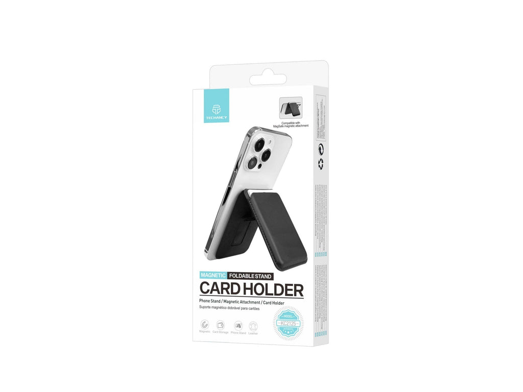 Techancy Porta Cartoes Magnetico KC2125 Suporte Dobrável Compativel com MagSafe Carteira para iPhone Preto