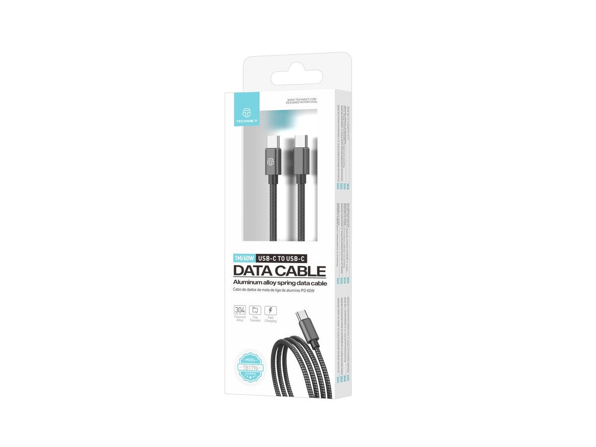 Techancy Cabo Usb C Para Lightning 1m TB1796, Design Totalmente Metálico, Resistente A Animais, Carregamento Rápido De 30 Watts