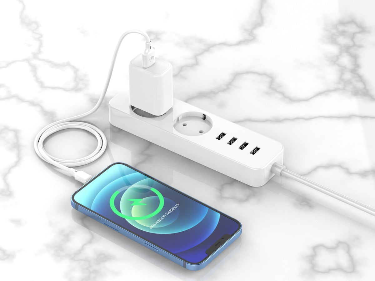 Techancy Cabo De Dados Usb-Lightning 1m Branco TB1671, Carregamento 2.4A, Compatível Com Iphone/Ipad