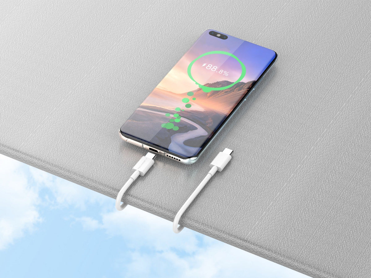 Techancy Cabo De Carregamento Rápido Usb-C Para Usb-C TB1724, 1 M Branco, Suporta Carregamento Rápido Pd De 60 W E Dados