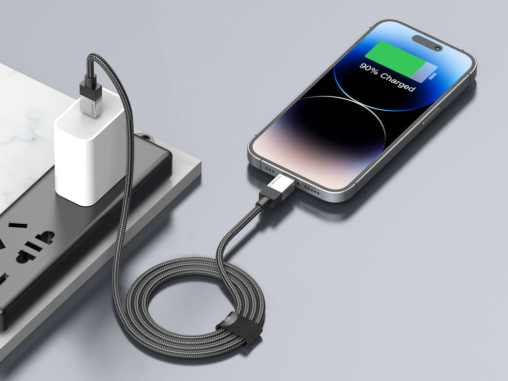 Techancy Cabo de Dados PD TB1800, 27W, 1m Preto, USB-C para Lightning, Conector de Liga de AlumInio, CompatIvel com iPhone 11-14