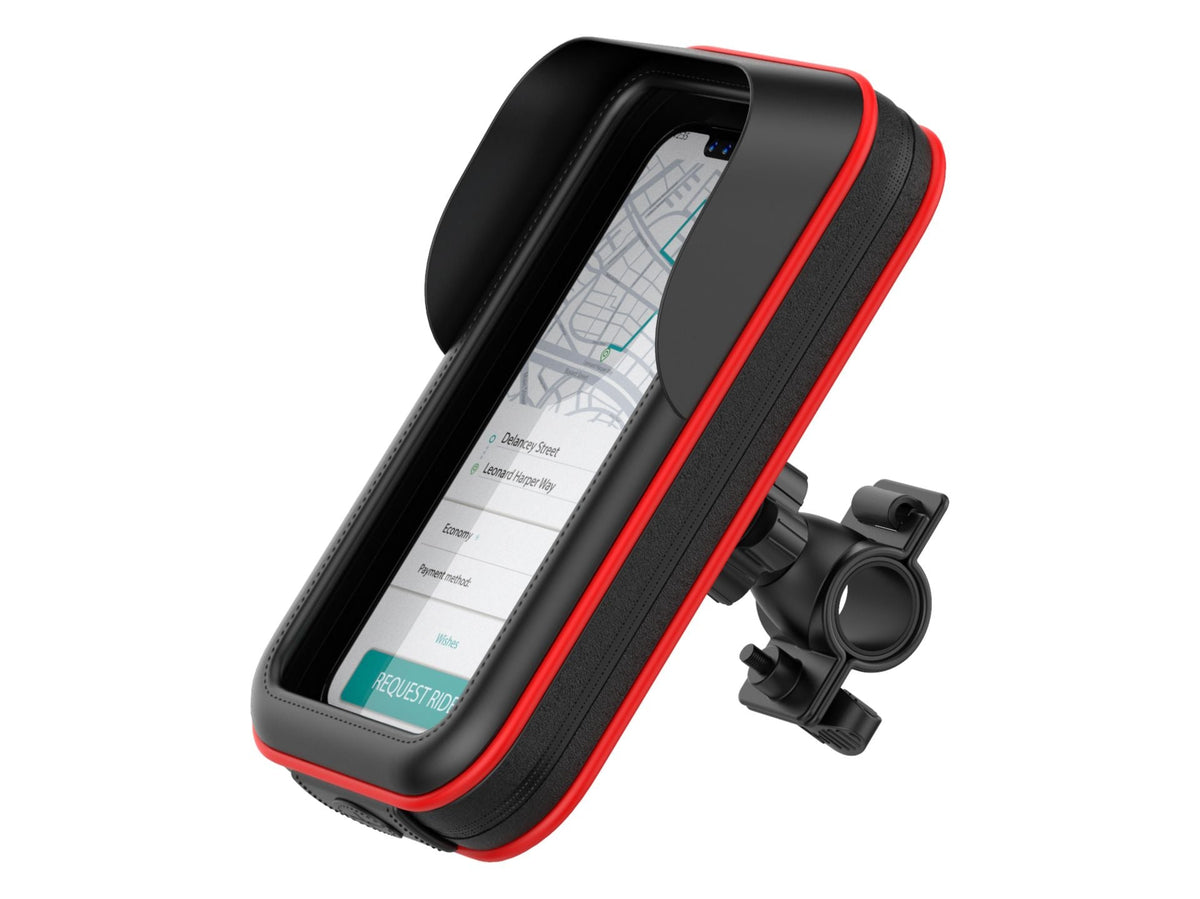 Techancy Suporte Para Telemóvel De Bicicleta Com Função Impermeável Preto+Vermelho Ti2260, Montagem Universal Multi Guiador,