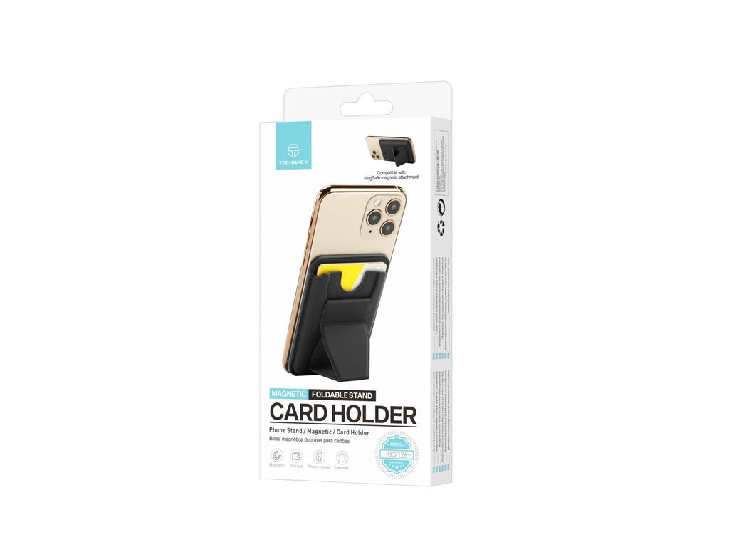 Techancy Porta Cartoes Magnetico KC2126 Suporte Dobrável Compativel com MagSafe Carteira para iPhone Preto