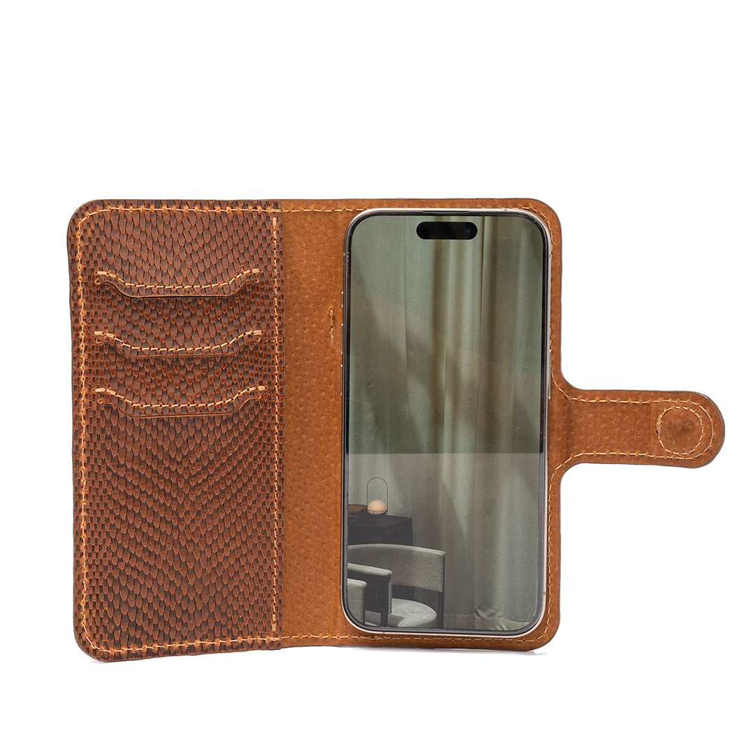 Leather MagSafe Folio Case Wallet with Grip for iPhone 15 Series