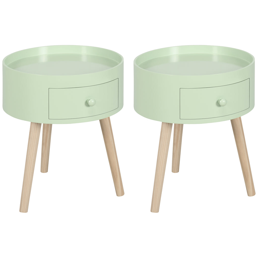 Lot de 2 tables basses - table de chevet - table de nuit ronde - design scandinave table d'appoint bout de canapé
