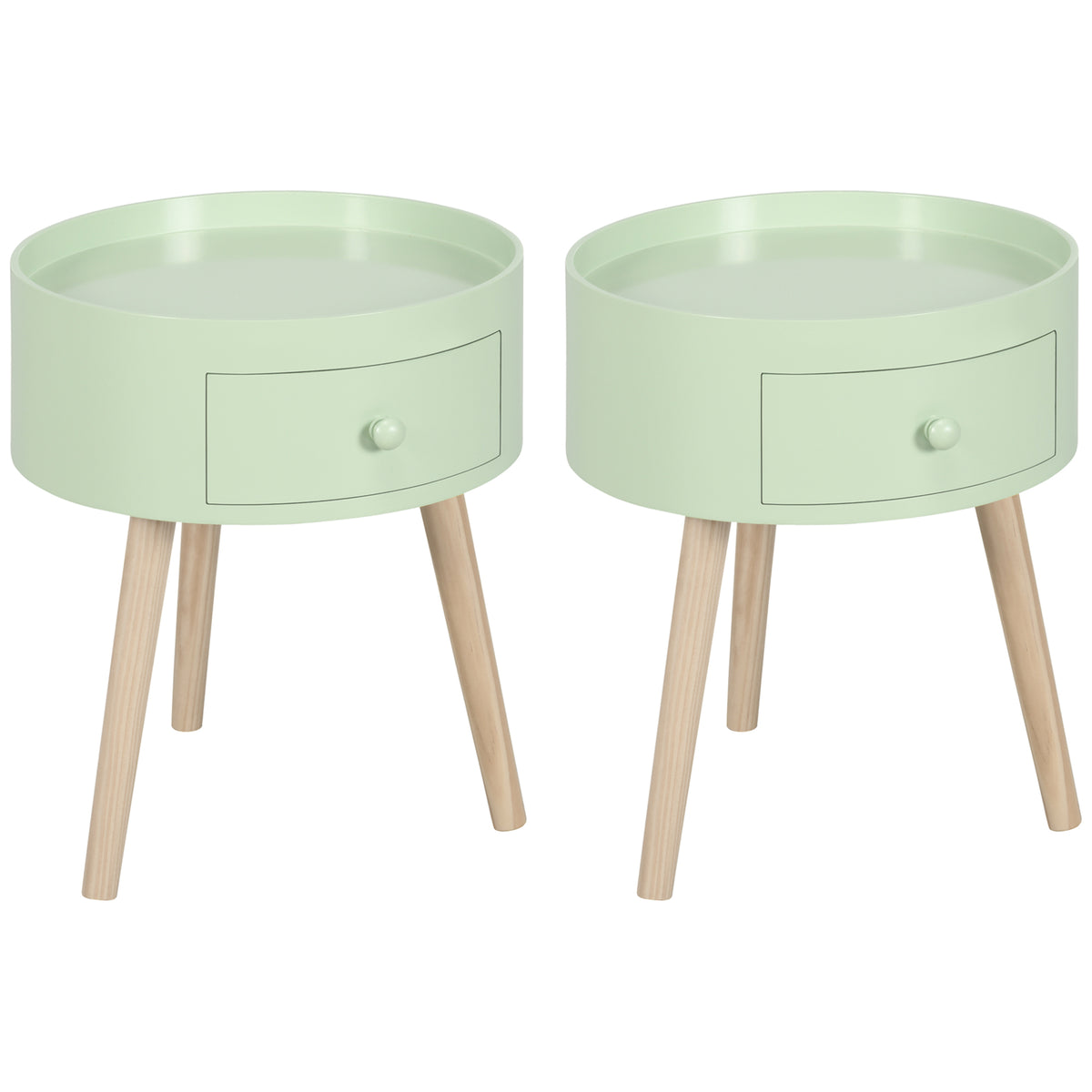 Lot de 2 tables basses - table de chevet - table de nuit ronde - design scandinave table d'appoint bout de canapé