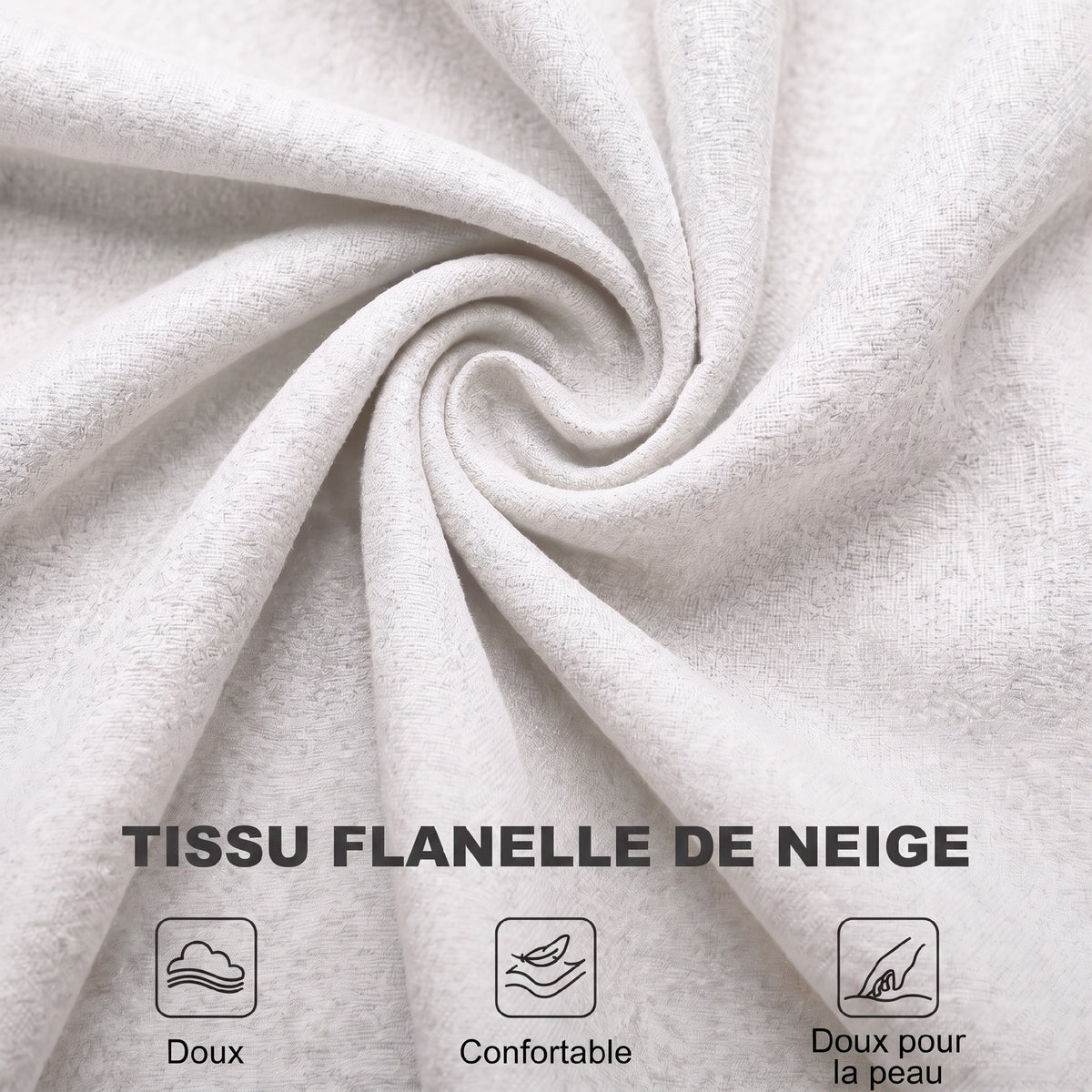 Fauteuil de Salon, Fauteuil d'Appoint Mi-Siècle Moderne en Flanelle Neige avec Haut Dossier Capitonné à Oreilles, Crème