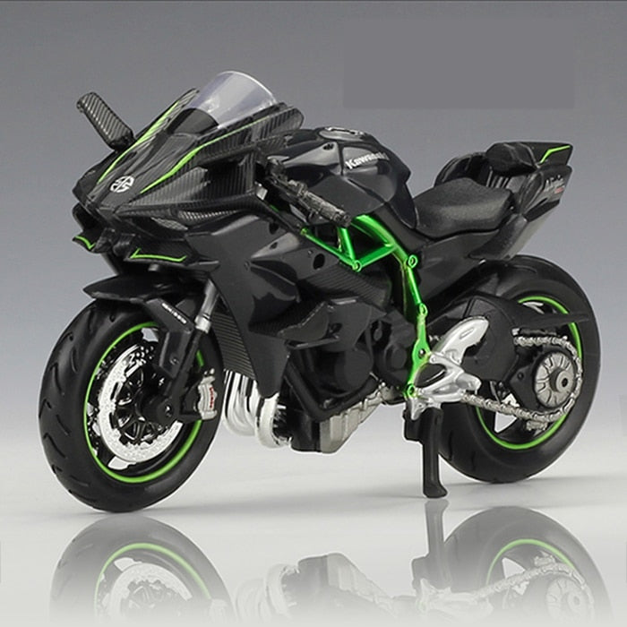 Motorcycle Diecast Alloy Model Toy Black Ninja H2R Motorbike Detachable Collection