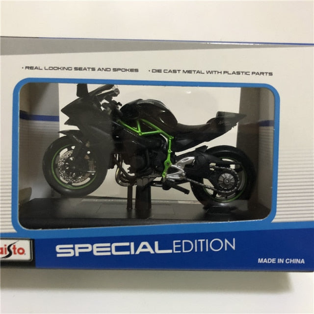 Motorcycle Diecast Alloy Model Toy Black Ninja H2R Motorbike Detachable Collection