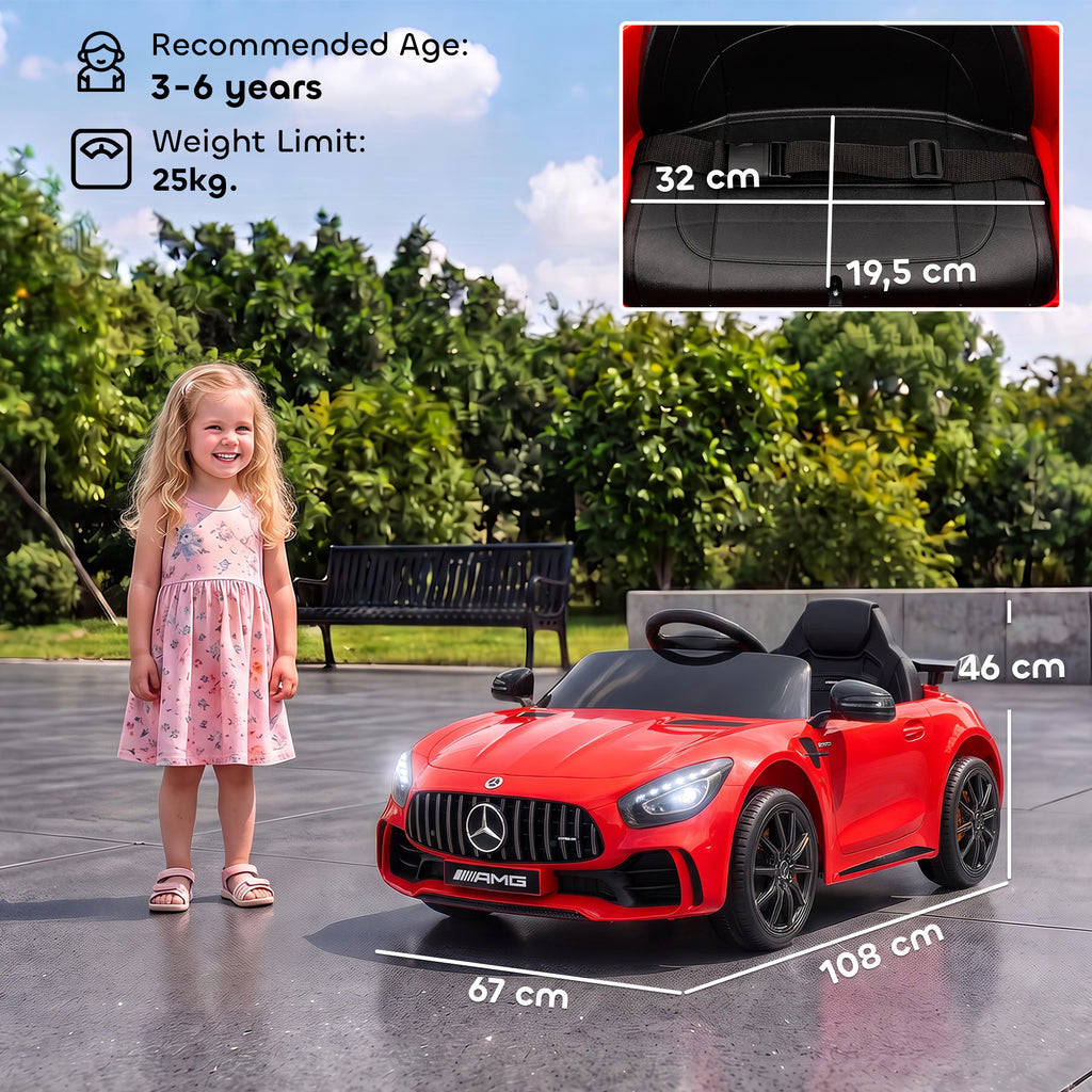 Voiture électrique enfants sous licence Mercedes-Benz AMG GTR 12V télécommande 2,4G max. 5 km/h 108 x 67 x 46 cm rouge