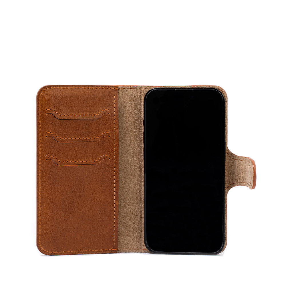 Leather MagSafe Folio Case Wallet with Grip for iPhone 15 Series