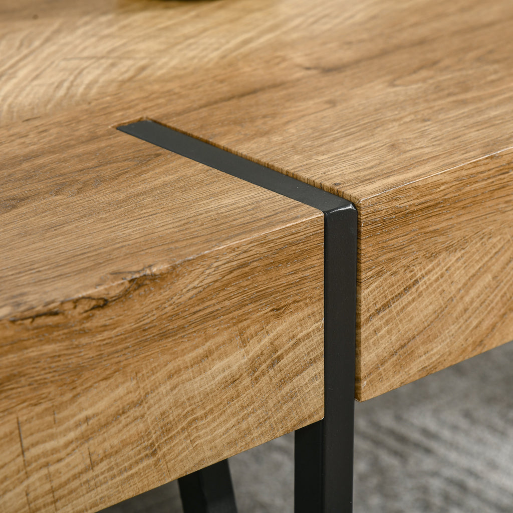 Table Basse rectangulaire Style Industriel piètement épingle métal Noir Plateau Aspect Ancien bastaing, 105 x 60 x 42 cm, Bois