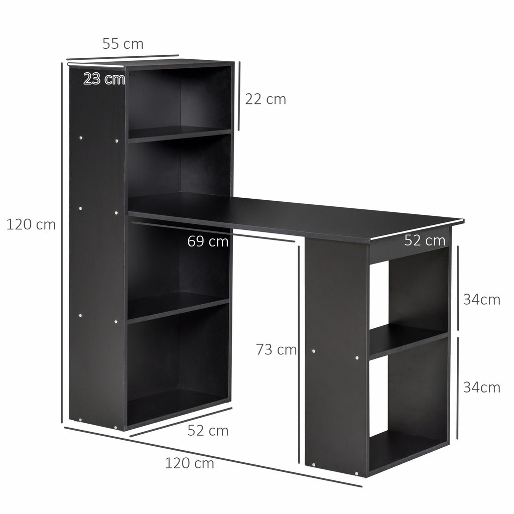 Bureau informatique, bureau avec rangement, 6 compartiments ouverts, table d'ordinateur pour chambre, studio