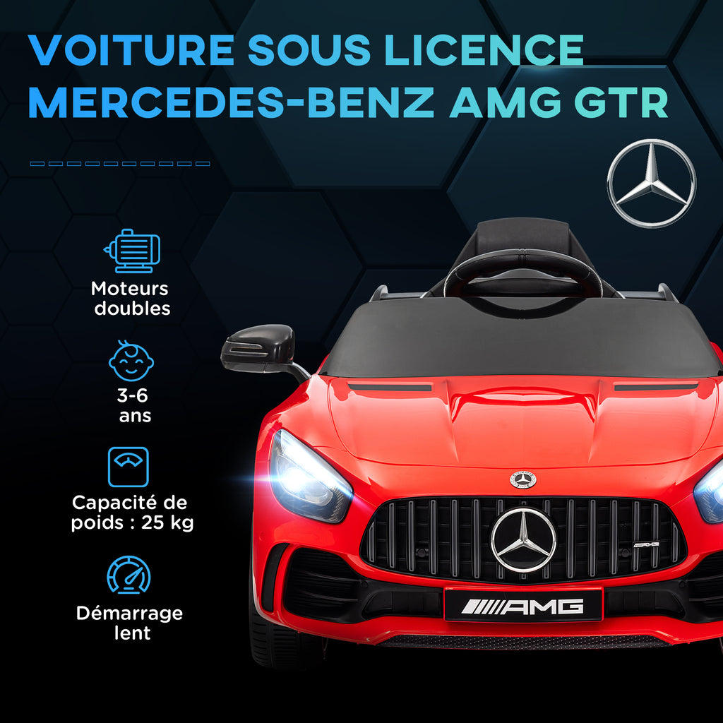 Voiture électrique enfants sous licence Mercedes-Benz AMG GTR 12V télécommande 2,4G max. 5 km/h 108 x 67 x 46 cm rouge