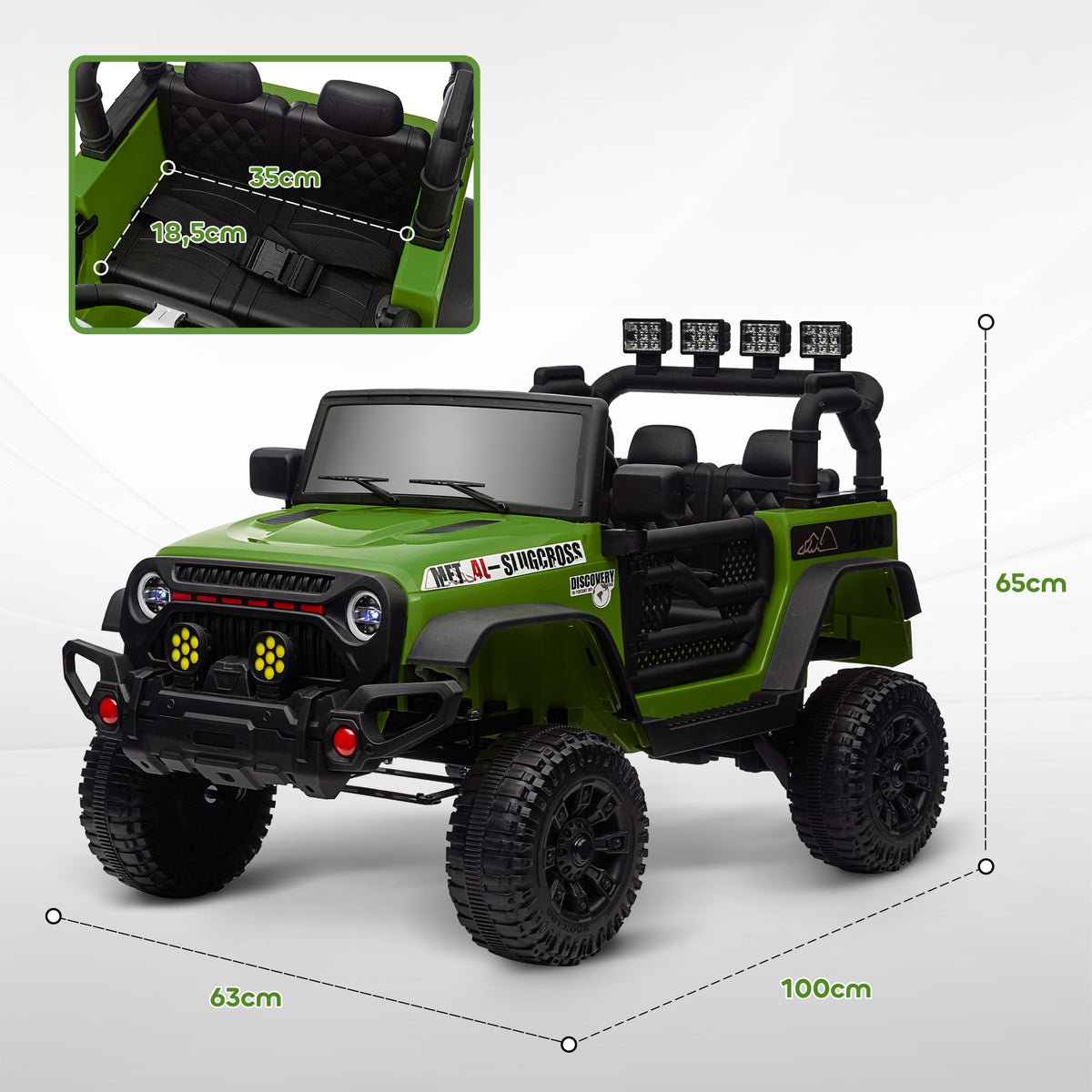 Buggy 4x4 voiture électrique enfant UTV avec télécommande 2.4Ghz 2 moteurs 12 V vert