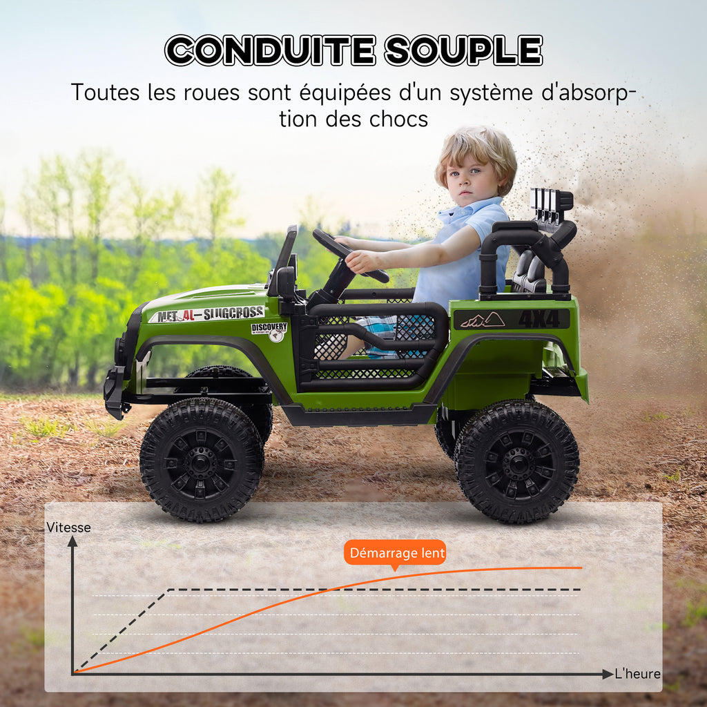 Buggy 4x4 voiture électrique enfant UTV avec télécommande 2.4Ghz 2 moteurs 12 V vert