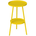 Petite table d'appoint ronde à 2 niveaux table de jardin pour terrasse salon balcon en métal Ø 32 x 51 cm jaune